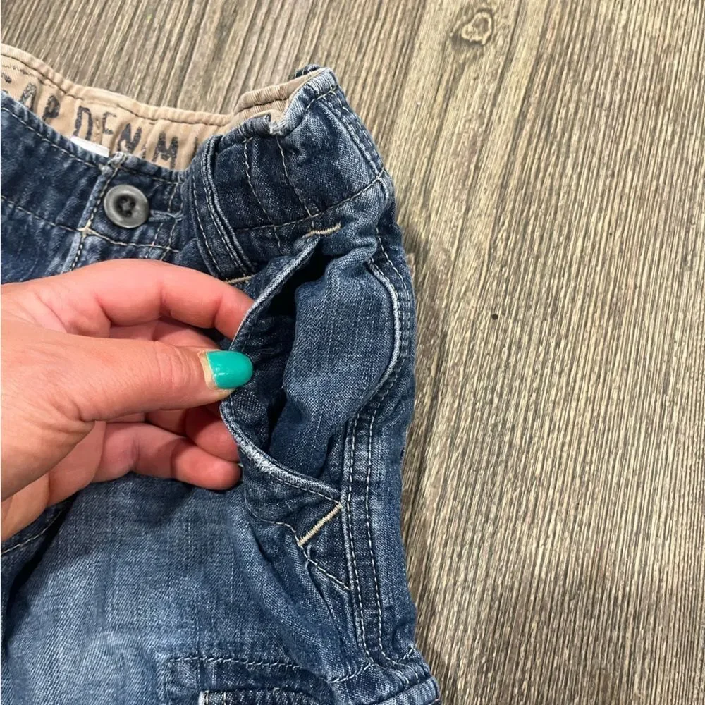 Gap Kids Boys Denim Shorts Cargo Pockets Slim Fit Cotton Dark Wash Blue Size 8
